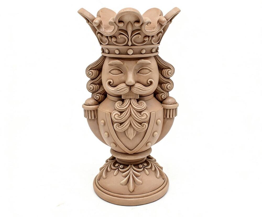 Authentic Holiday Time Brown Nutcracker Christmas Pillar Candle Holder 9" Viral